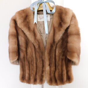 Vollbracht Furriers Vintage Mink Stole With Satin Lining Natural Brown Mink